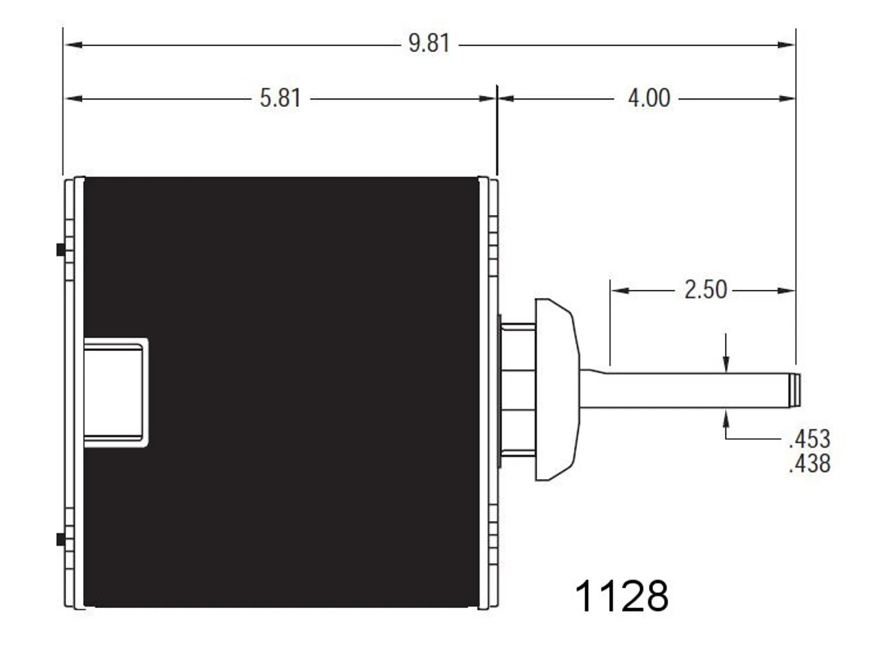 1128 Nidec | 1/2 Hp 1075 RPM 1-Speed 460V; 5.6" Condenser Fan Motor - Image 3