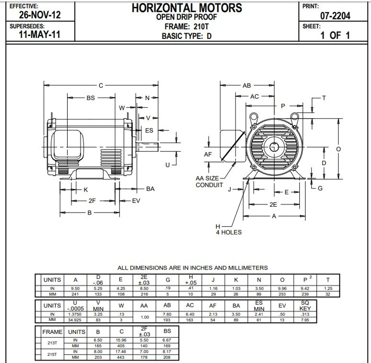 D7P2H Nidec | 7.5 Hp 1800 RPM 213T Frame 200V ODP Motor Electric Motor Nidec 4 D7P2H Nidec | 7.5 Hp 1800 RPM 213T Frame 200V ODP Motor Electric Motor Nidec - Image 2