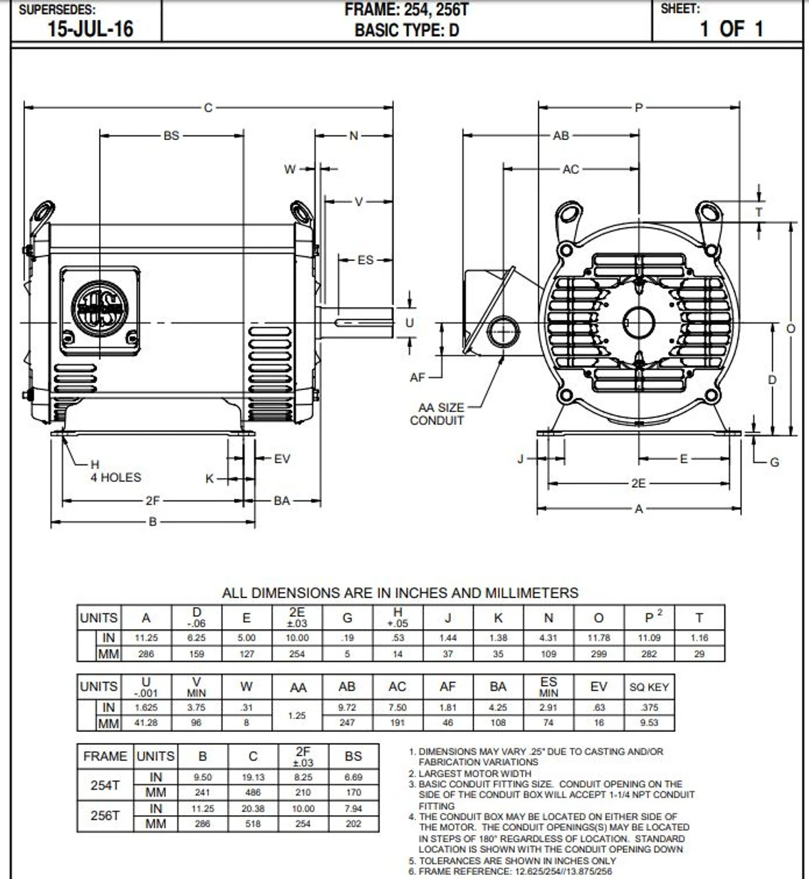 D15P2H Nidec | 15 Hp 1800 RPM 254T Frame 200V ODP Electric Motor Nidec - Image 2