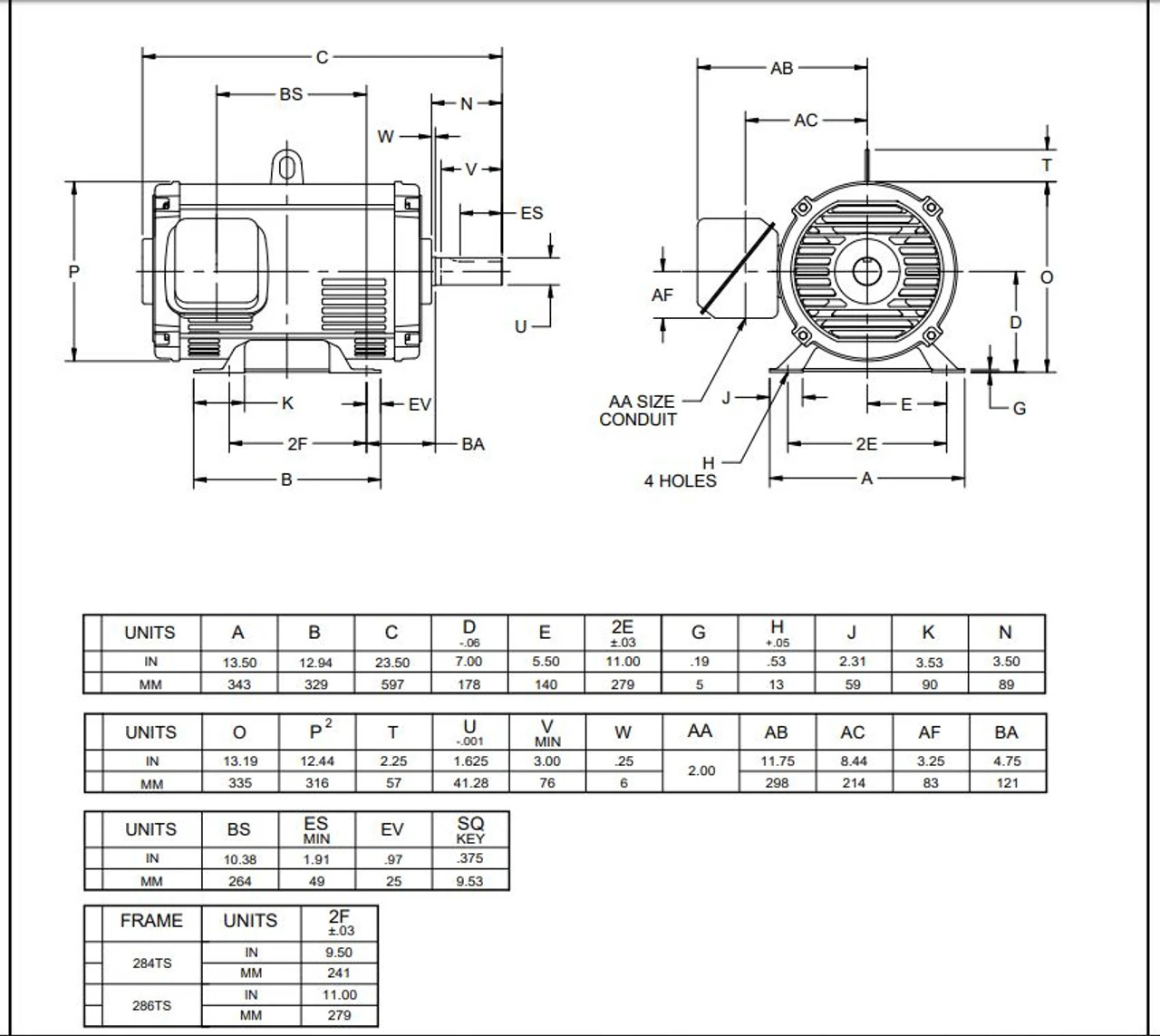 D30P3D Nidec | 30 Hp 1200 RPM 326T Frame 208-230/460V ODP Electric Motor Nidec - Image 2