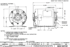 Alternative view of 2896 Nidec 1 1/2 Hp 1075 RPM 208-230/460V 6.5" Dia. (Resilient Base) 1-Speed TENV Condenser Motor