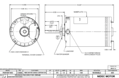 Alternative view of 4933 Nidec 1 Hp 1140 RPM 575V 56YZ Frame (No Base) 1-Speed OAO 3-Phase Commercial Condenser Motor