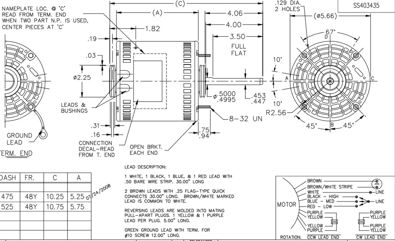 X004 Marathon 1/2 Hp 115V 1075 RPM (3 Speed) OPAO 48Y Frame Blower Motor 8 X004 Marathon 1/2 Hp 115V 1075 RPM (3 Speed) OPAO 48Y Frame Blower Motor - Image 6