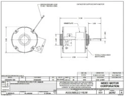 Alternative view of 7475 Nidec | 1/2 Hp 1075 RPM 1-Speed 208-230/460V; 5.6" Condenser Motor