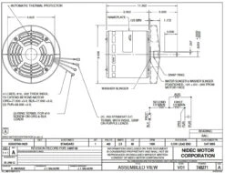 Alternative view of 8055 Nidec | 1 Hp 1080 RPM 1-Speed 460V; 5.6" Condensor Fan Motor