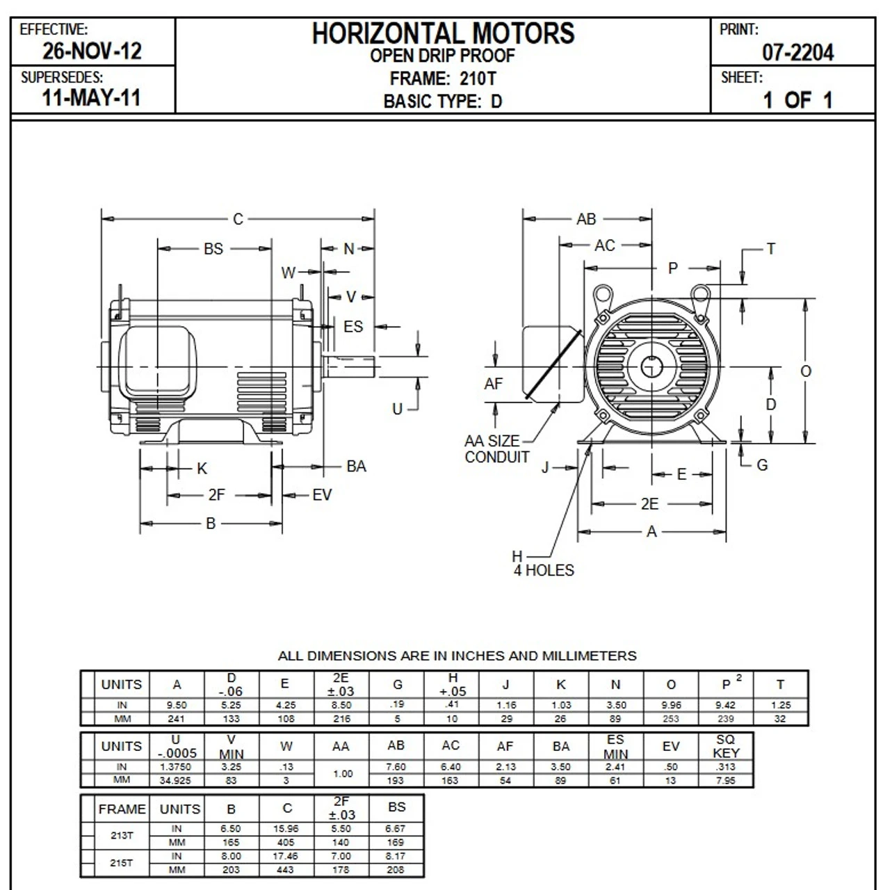D10P2H Nidec | 10 Hp 1800 RPM 215T Frame 200V ODP Electric Motor Nidec 4 D10P2H Nidec | 10 Hp 1800 RPM 215T Frame 200V ODP Electric Motor Nidec - Image 2