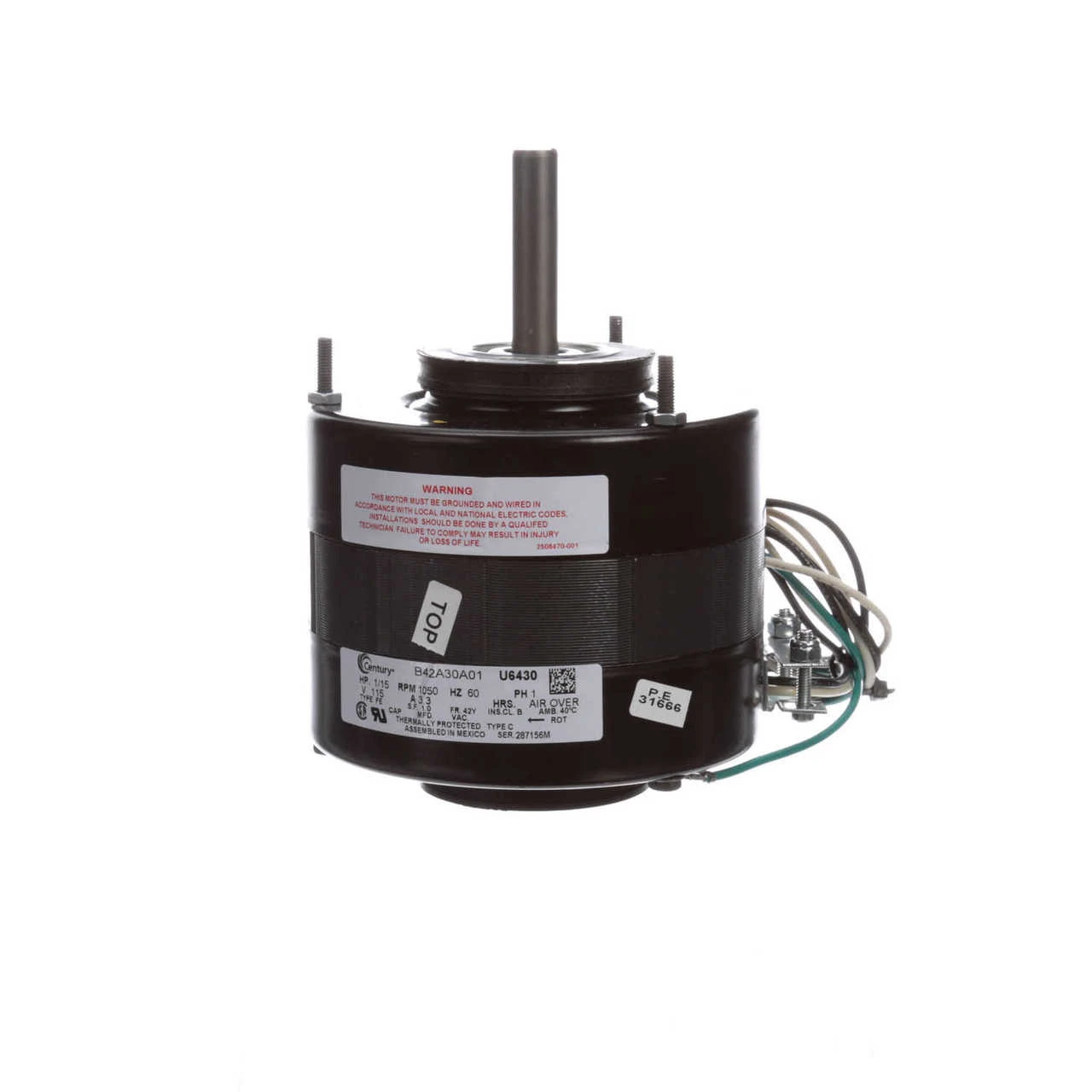 U6430 Century Unit Heater Motor 1/15 Hp 1050 RPM 1-Speed 5" Diameter 115V Century # U6430 3 U6430 Century Unit Heater Motor 1/15 Hp 1050 RPM 1-Speed 5" Diameter 115V Century # U6430