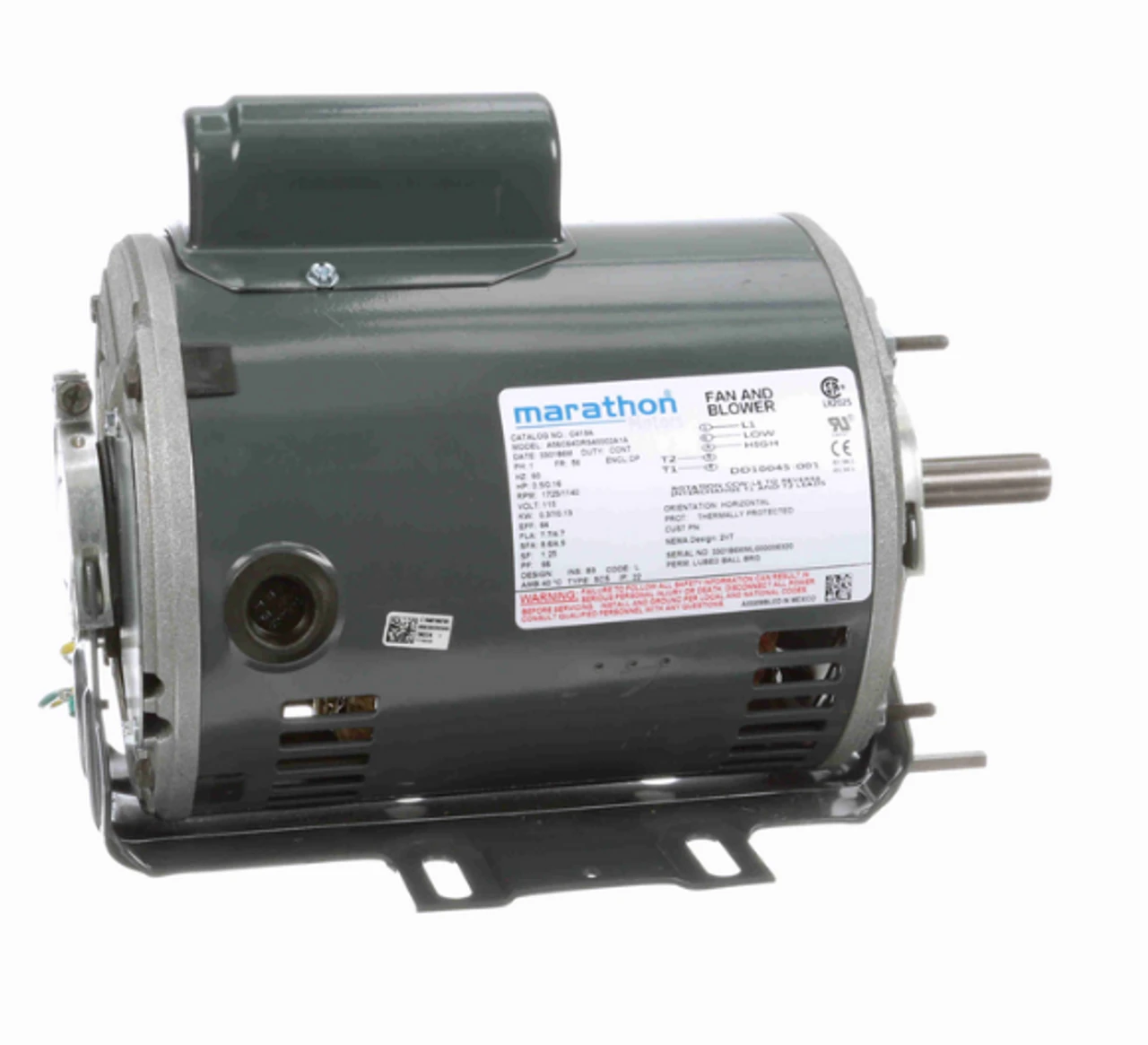 C419A Marathon 1/2 HP 1800/1200 RPM 2-Speed 115V 56 Frame ODP 1-Phase Blower Motor